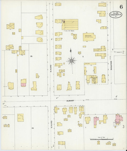 Sanborn Fire Insurance Map from Cazenovia, Madison County, New York (1906), Sheet #0006 - Historic Sanborn Fire Insurance Map Print, vintage old map wall art, antique decor, genealogy gift, New York New York map