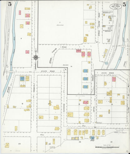 Sanborn Fire Insurance Map from Helper, Carbon County, Utah (1924), Sheet #0005 - Complete Map Set gallery image, historic Sanborn map, vintage wall art, Utah Utah