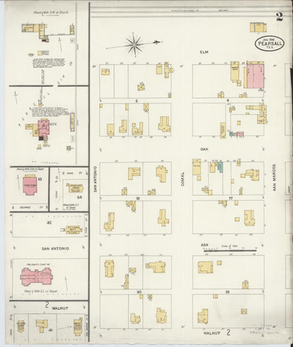 Sanborn Fire Insurance Map from Pearsall, Frio County, Texas (1906), Sheet #0002 - Complete Map Set gallery image, historic Sanborn map, vintage wall art, Texas Texas