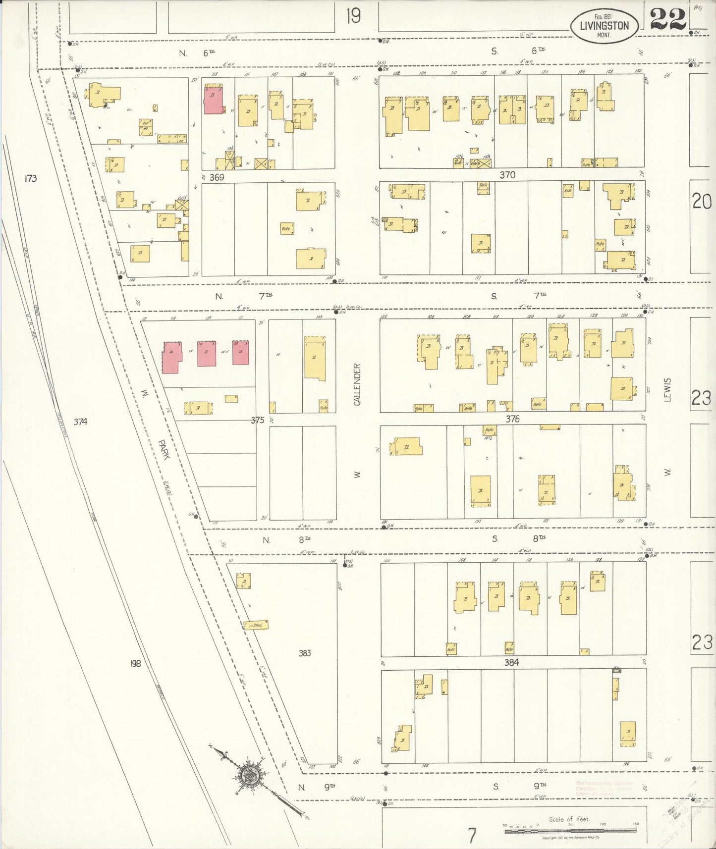 Sanborn Fire Insurance Map from Livingston, Park County, Montana (1921), Sheet #0022 - Complete Map Set gallery image, historic Sanborn map, vintage wall art, Montana Montana