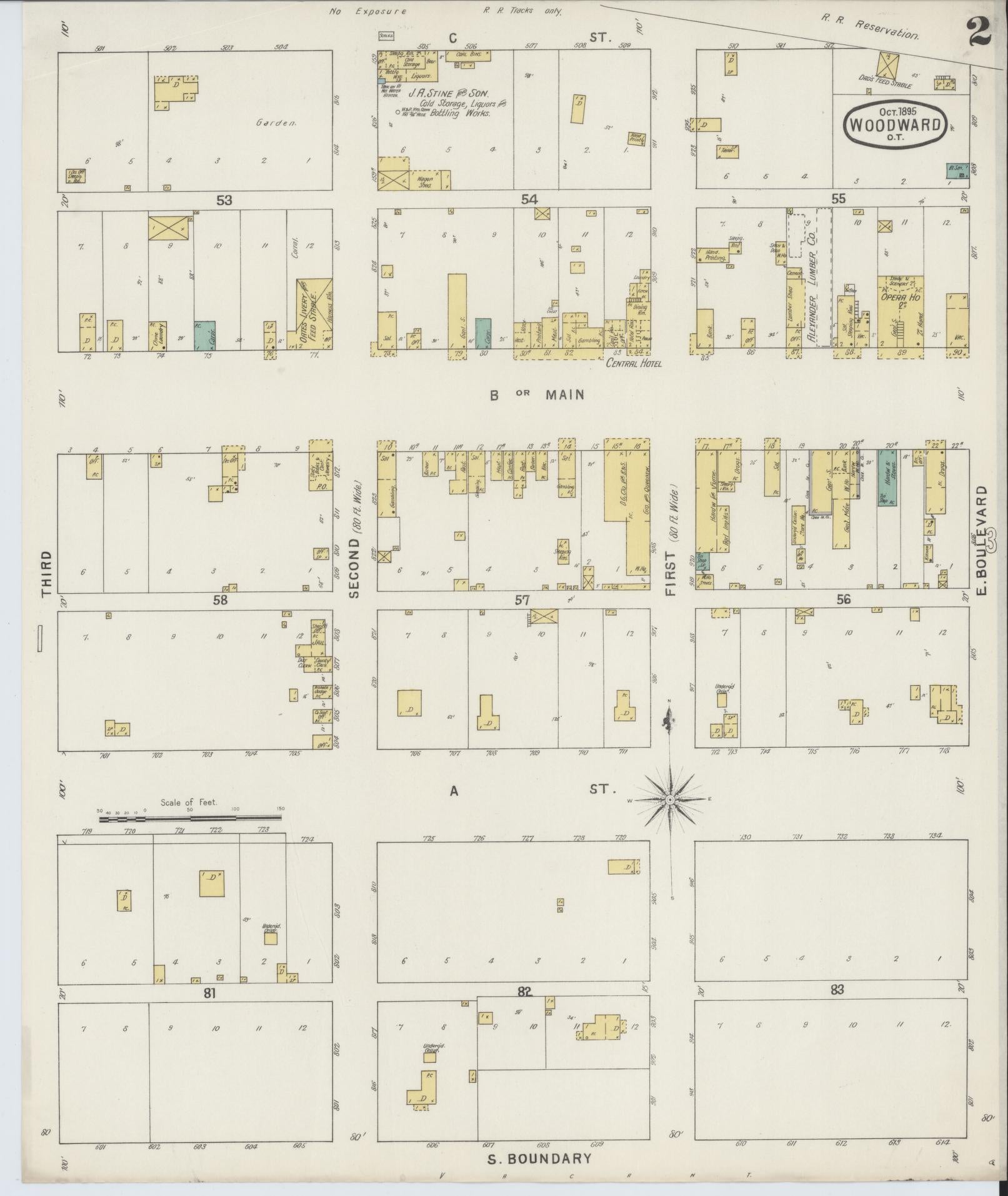 Sanborn Fire Insurance Map from Woodward, Woodward County, Oklahoma (1895), Sheet #0002 - Historic Sanborn Fire Insurance Map Print, vintage old map wall art, antique decor, genealogy gift, Oklahoma Oklahoma map
