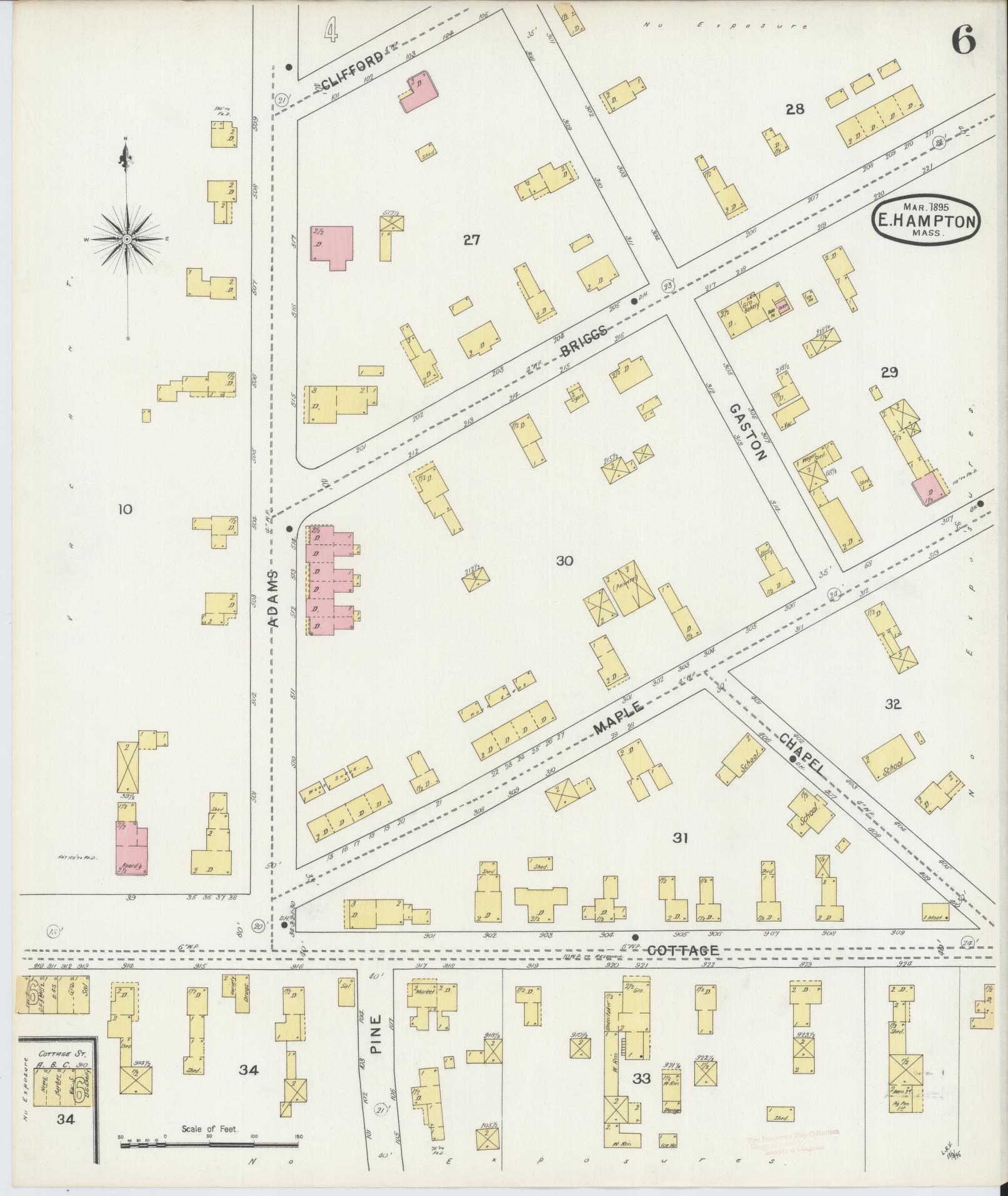 Sanborn Fire Insurance Map from East Hampton, Hampshire County, Massachusetts (1895), Sheet #0006 - Complete Map Set gallery image, historic Sanborn map, vintage wall art, Massachusetts Massachusetts