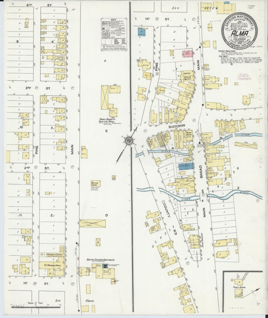 Sanborn Fire Insurance Map from Alma, Park County, Colorado. (1910) – Historic Sanborn Fire Insurance Map Print