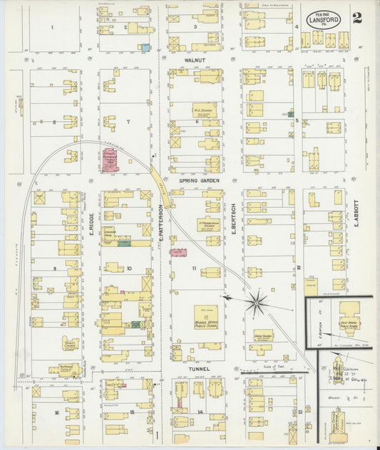 Sanborn Fire Insurance Map from Lansford, Carbon County, Pennsylvania (1902), Sheet #0002 - Historic Sanborn Fire Insurance Map Print, vintage old map wall art, antique decor, genealogy gift, Pennsylvania Pennsylvania map