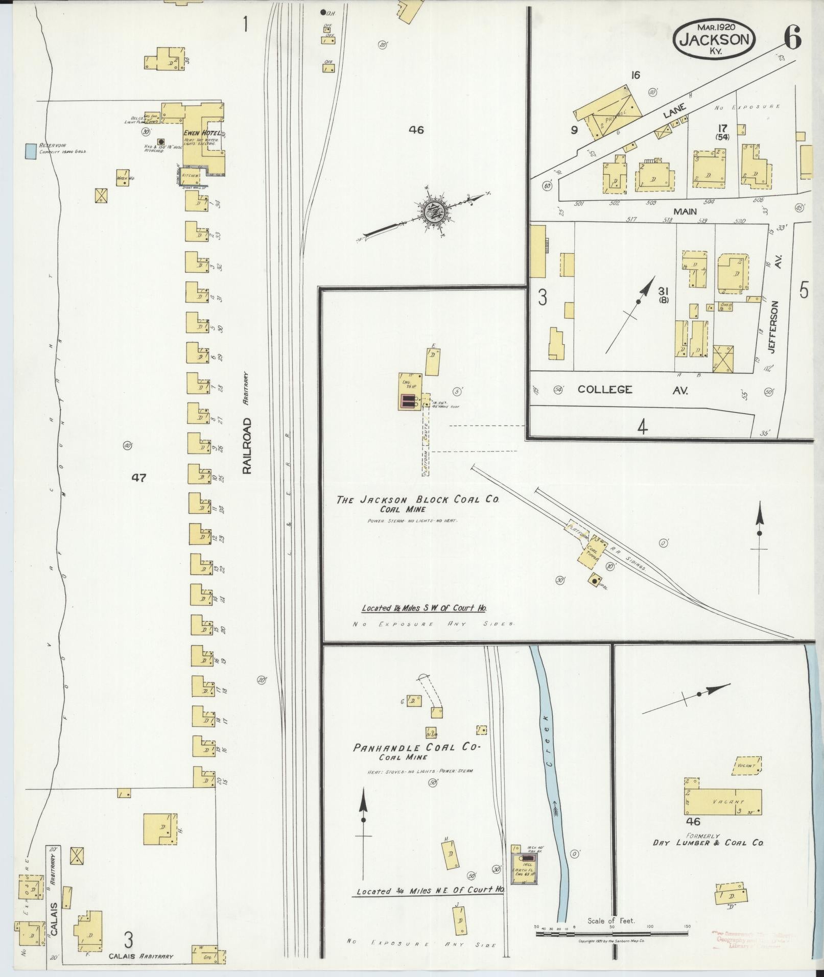 Sanborn Fire Insurance Map from Jackson, Breathitt County, Kentucky (1920), Sheet #0006 - Complete Map Set gallery image, historic Sanborn map, vintage wall art, Kentucky Kentucky