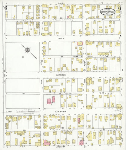 Sanborn Fire Insurance Map from Brownsville, Cameron County, Texas (1926), Sheet #0006 - Complete Map Set gallery image, historic Sanborn map, vintage wall art, Texas Texas