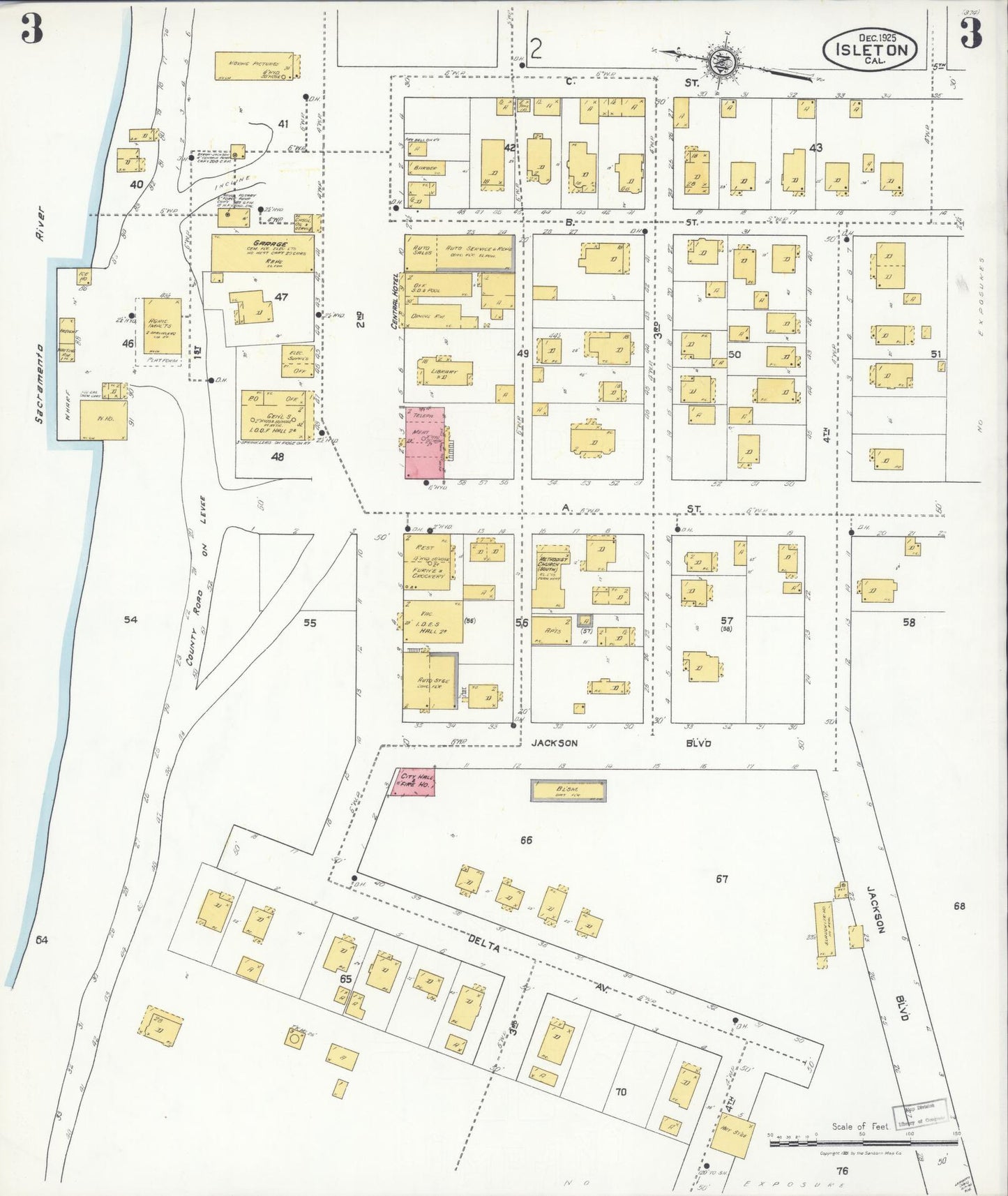 Sanborn Fire Insurance Map from Isleton, Sacramento County, California (1925), Sheet #0003 - Historic Sanborn Fire Insurance Map Print, vintage old map wall art, antique decor, genealogy gift, California California map