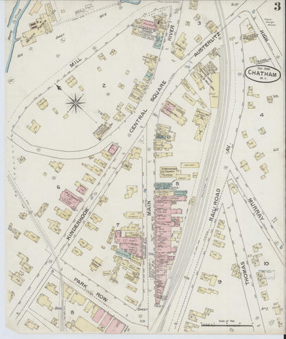 Sanborn Fire Insurance Map from Chatham, Columbia County, New York (1886), Sheet #0003 - Complete Map Set gallery image, historic Sanborn map, vintage wall art, New York New York