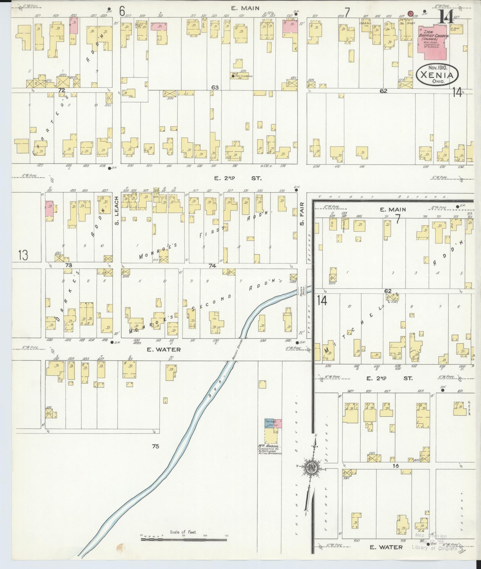 Sanborn Fire Insurance Map from Xenia, Greene County, Ohio (1910), Sheet #0014 - Historic Sanborn Fire Insurance Map Print, vintage old map wall art, antique decor, genealogy gift, Ohio Ohio map