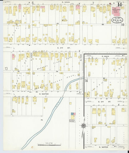 Sanborn Fire Insurance Map from Xenia, Greene County, Ohio (1910), Sheet #0014 - Historic Sanborn Fire Insurance Map Print, vintage old map wall art, antique decor, genealogy gift, Ohio Ohio map