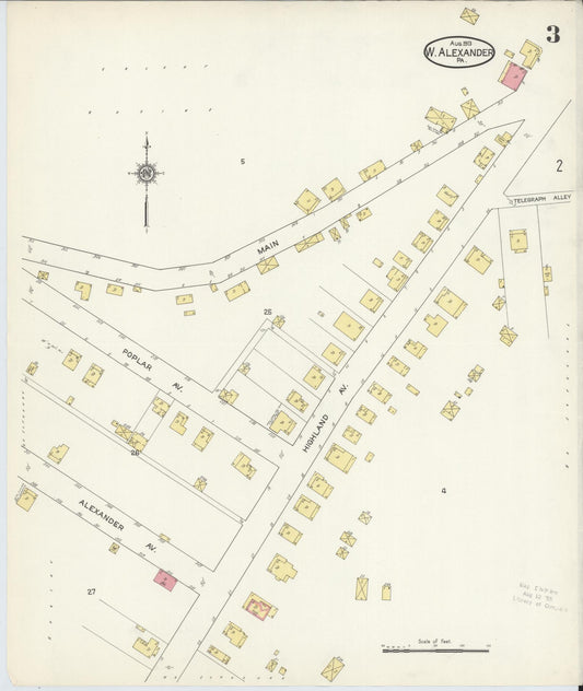 Sanborn Fire Insurance Map from West Alexander, Washington County, Pennsylvania (1913), Sheet #0003 - Historic Sanborn Fire Insurance Map Print, vintage old map wall art, antique decor, genealogy gift, Pennsylvania Pennsylvania map