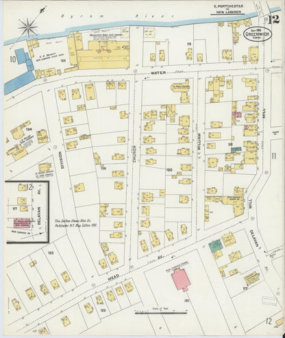 Sanborn Fire Insurance Map from Greenwich, Fairfield County, Connecticut (1906), Sheet #0012 - Complete Map Set gallery image, historic Sanborn map, vintage wall art, Connecticut Connecticut
