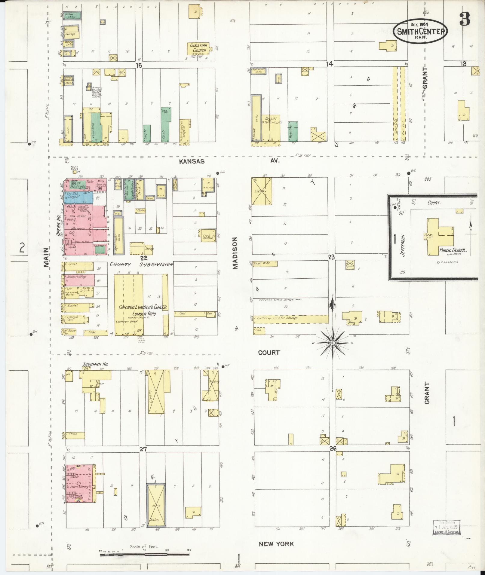 Sanborn Fire Insurance Map from Smith Center, Smith County, Kansas (1904), Sheet #0003 - Complete Map Set gallery image, historic Sanborn map, vintage wall art, Kansas Kansas