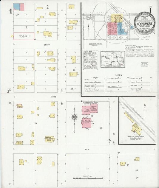Sanborn Fire Insurance Map from Wyndmere, Richland County, North Dakota (1927), Sheet #0001 - Historic Sanborn Fire Insurance Map Print, vintage old map wall art, antique decor, genealogy gift, North Dakota North Dakota map