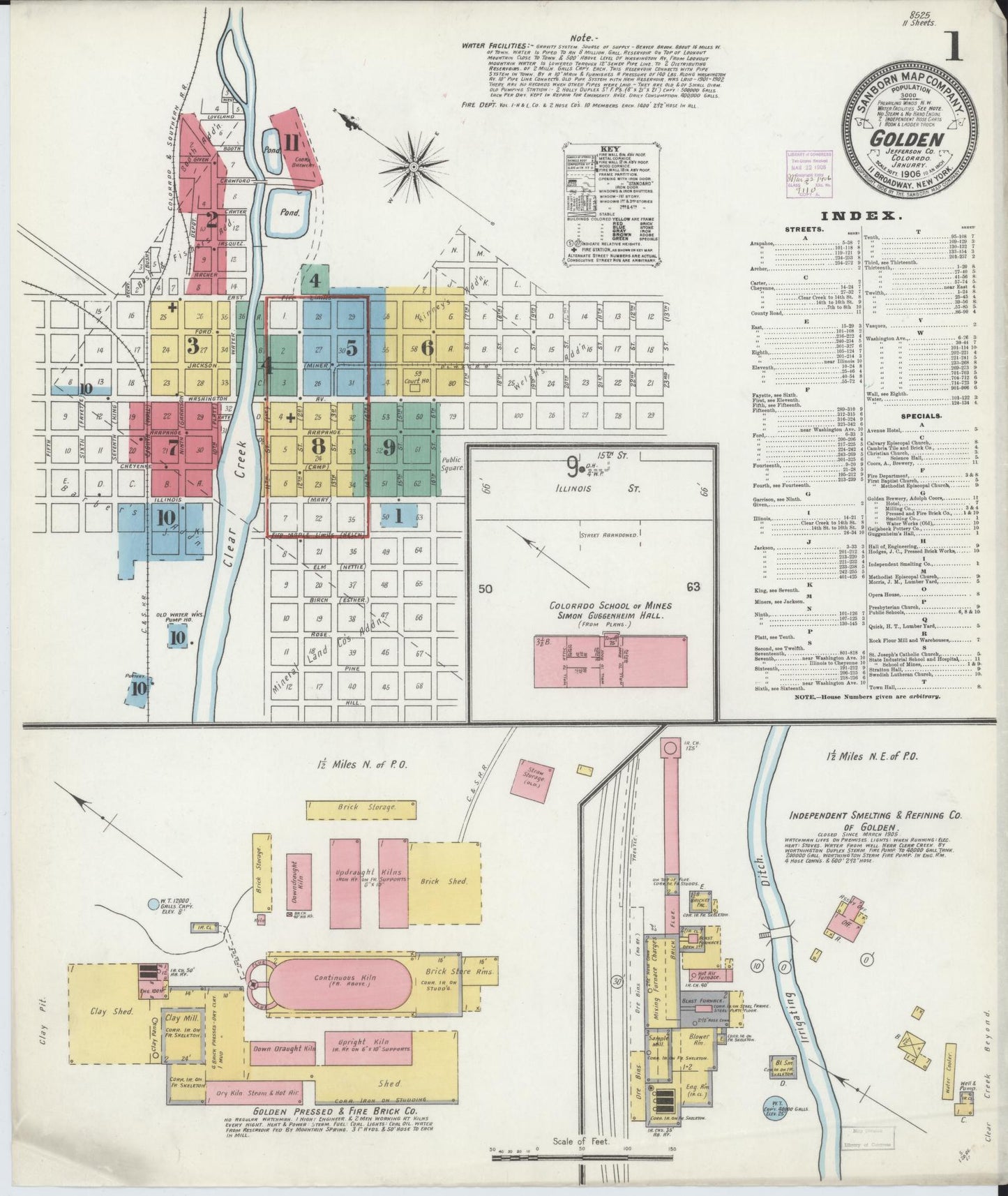 Sanborn Fire Insurance Map from Golden, Jefferson County, Colorado (1906), Sheet #0001 - Complete Map Set gallery image, historic Sanborn map, vintage wall art, Colorado Colorado