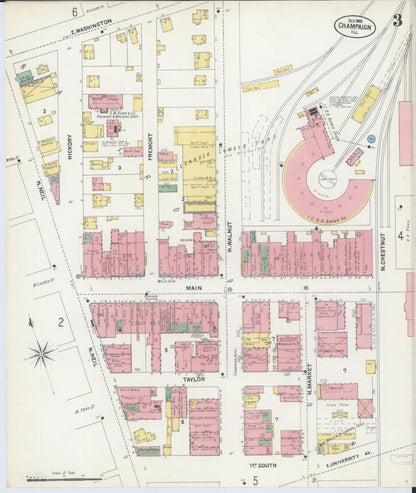 Sanborn Fire Insurance Map from Champaign, Champaign County, Illinois (1902), Sheet #0003 - Complete Map Set gallery image, historic Sanborn map, vintage wall art, Illinois Illinois