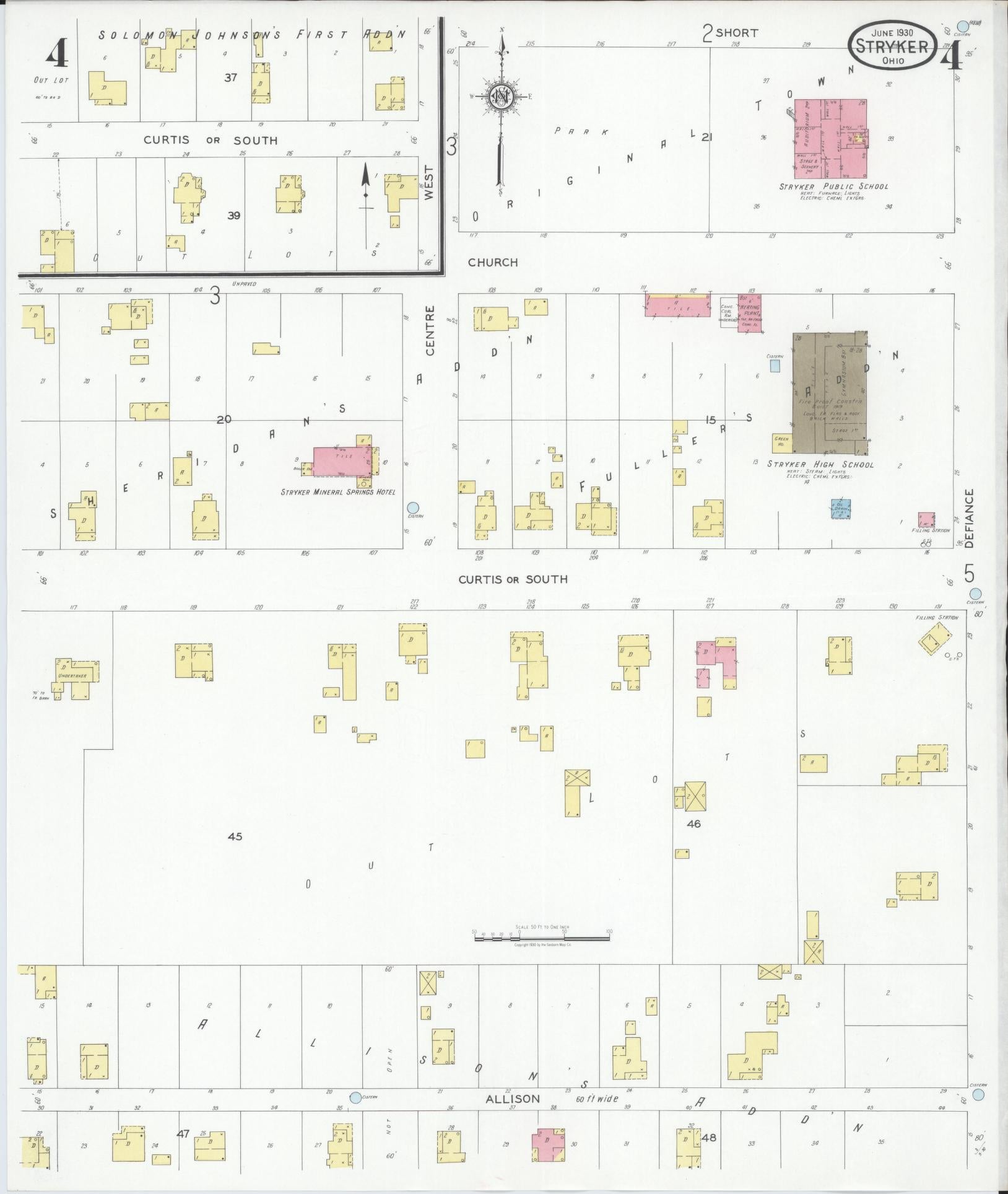 Sanborn Fire Insurance Map from Stryker, Williams County, Ohio (1930), Sheet #0004 - Historic Sanborn Fire Insurance Map Print, vintage old map wall art, antique decor, genealogy gift, Ohio Ohio map