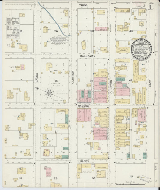 Sanborn Fire Insurance Map from Arkadelphia, Clark County, Arkansas (1892), Sheet #0001 - Complete Map Set gallery image, historic Sanborn map, vintage wall art, Arkansas Arkansas