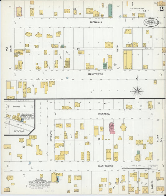 Sanborn Fire Insurance Map from Reedsville, Manitowoc County, Wisconsin (1900), Sheet #0002 - Historic Sanborn Fire Insurance Map Print, vintage old map wall art, antique decor, genealogy gift, Wisconsin Wisconsin map