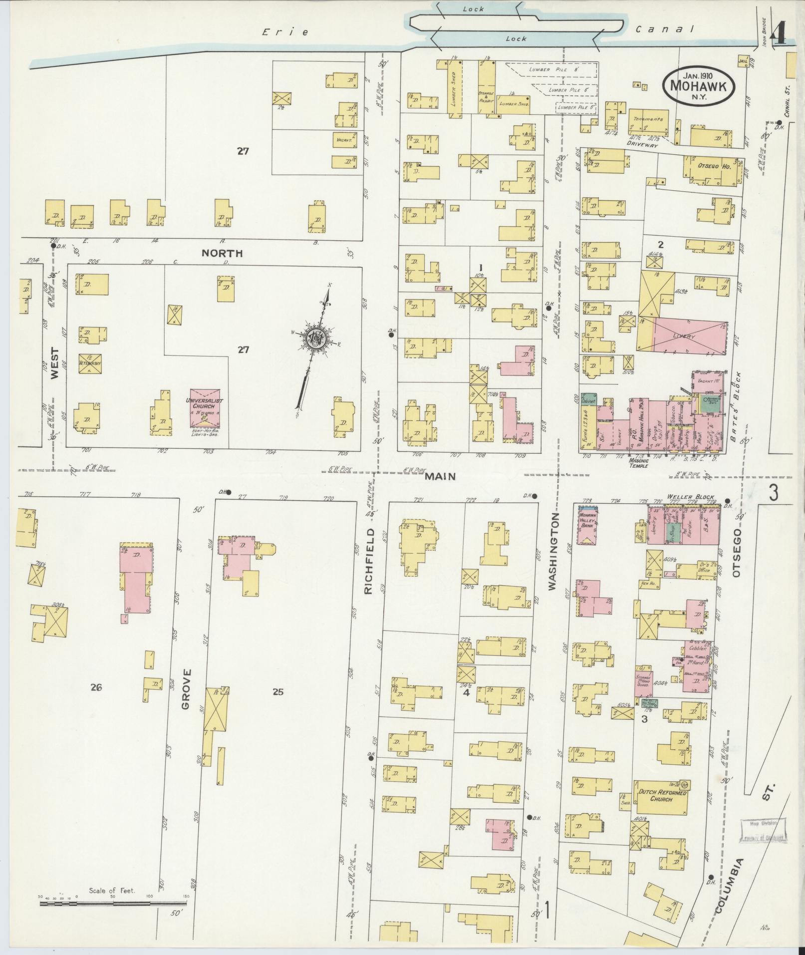Sanborn Fire Insurance Map from Mohawk, Herkimer County, New York (1910), Sheet #0004 - Complete Map Set gallery image, historic Sanborn map, vintage wall art, New York New York