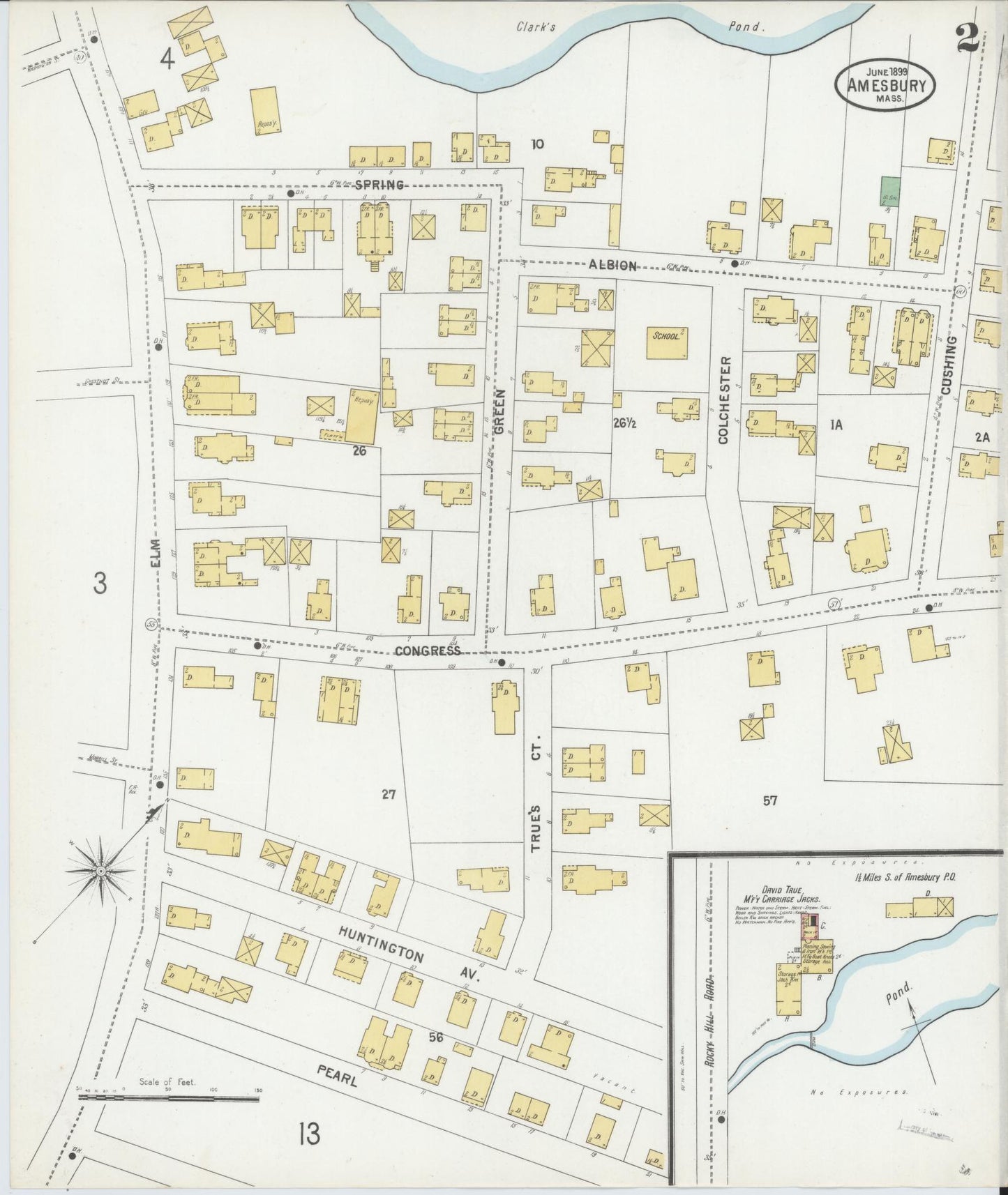 Sanborn Fire Insurance Map from Amesbury, Essex County, Massachusetts (1899), Sheet #0002 - Complete Map Set gallery image, historic Sanborn map, vintage wall art, Massachusetts Massachusetts