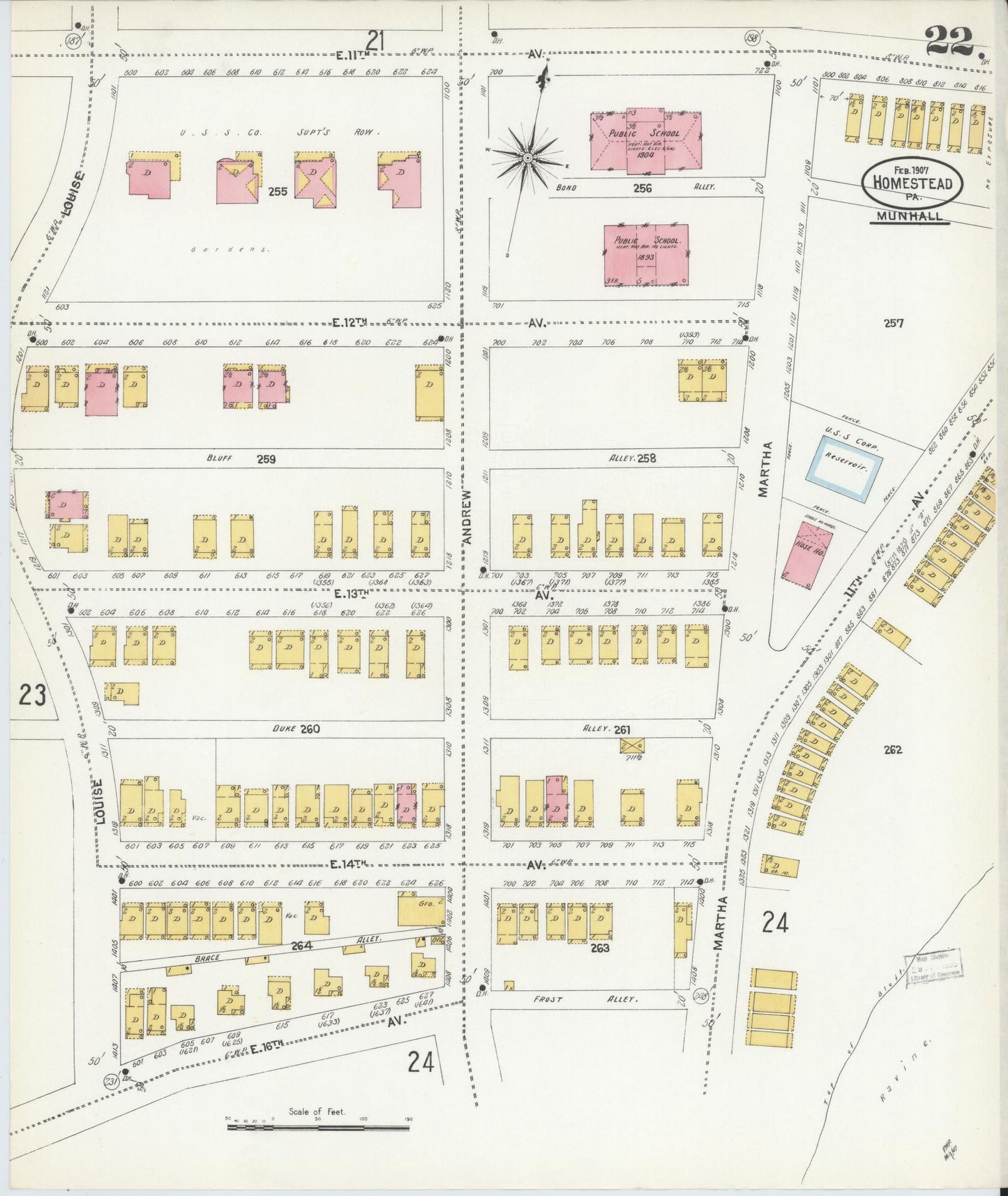 Sanborn Fire Insurance Map from Homestead, Allegheny County, Pennsylvania (1907), Sheet #0022 - Complete Map Set gallery image, historic Sanborn map, vintage wall art, Pennsylvania Pennsylvania