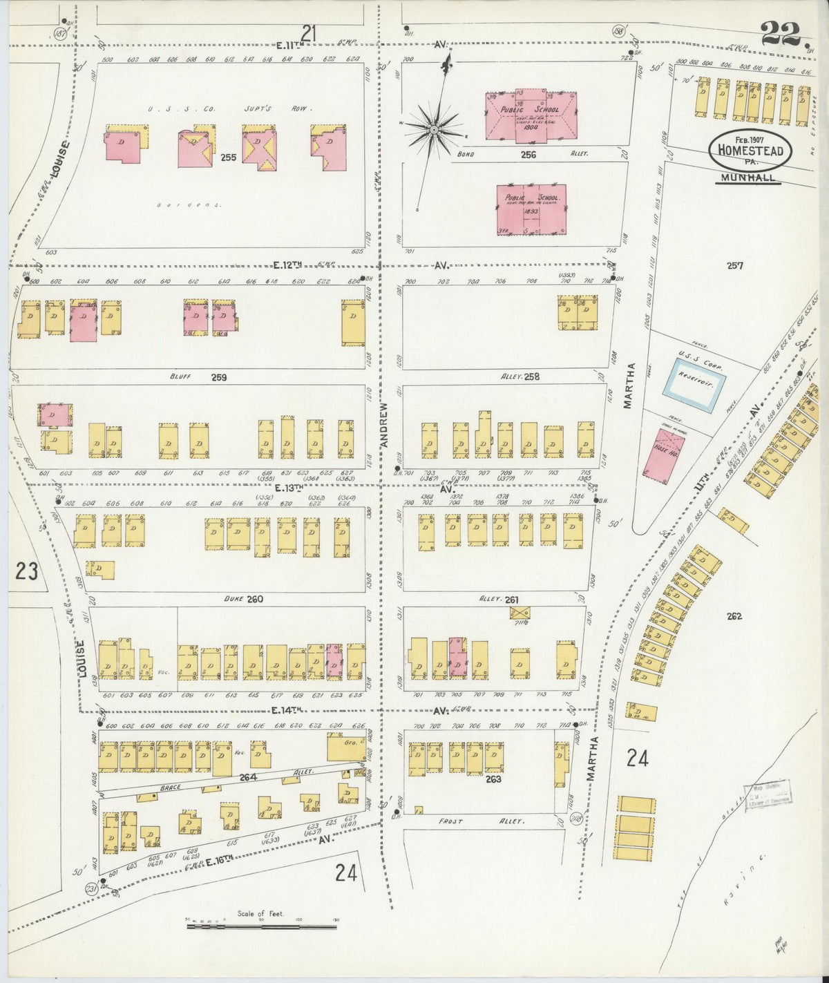 Sanborn Fire Insurance Map from Homestead, Allegheny County, Pennsylvania (1907), Sheet #0022 - Complete Map Set gallery image, historic Sanborn map, vintage wall art, Pennsylvania Pennsylvania