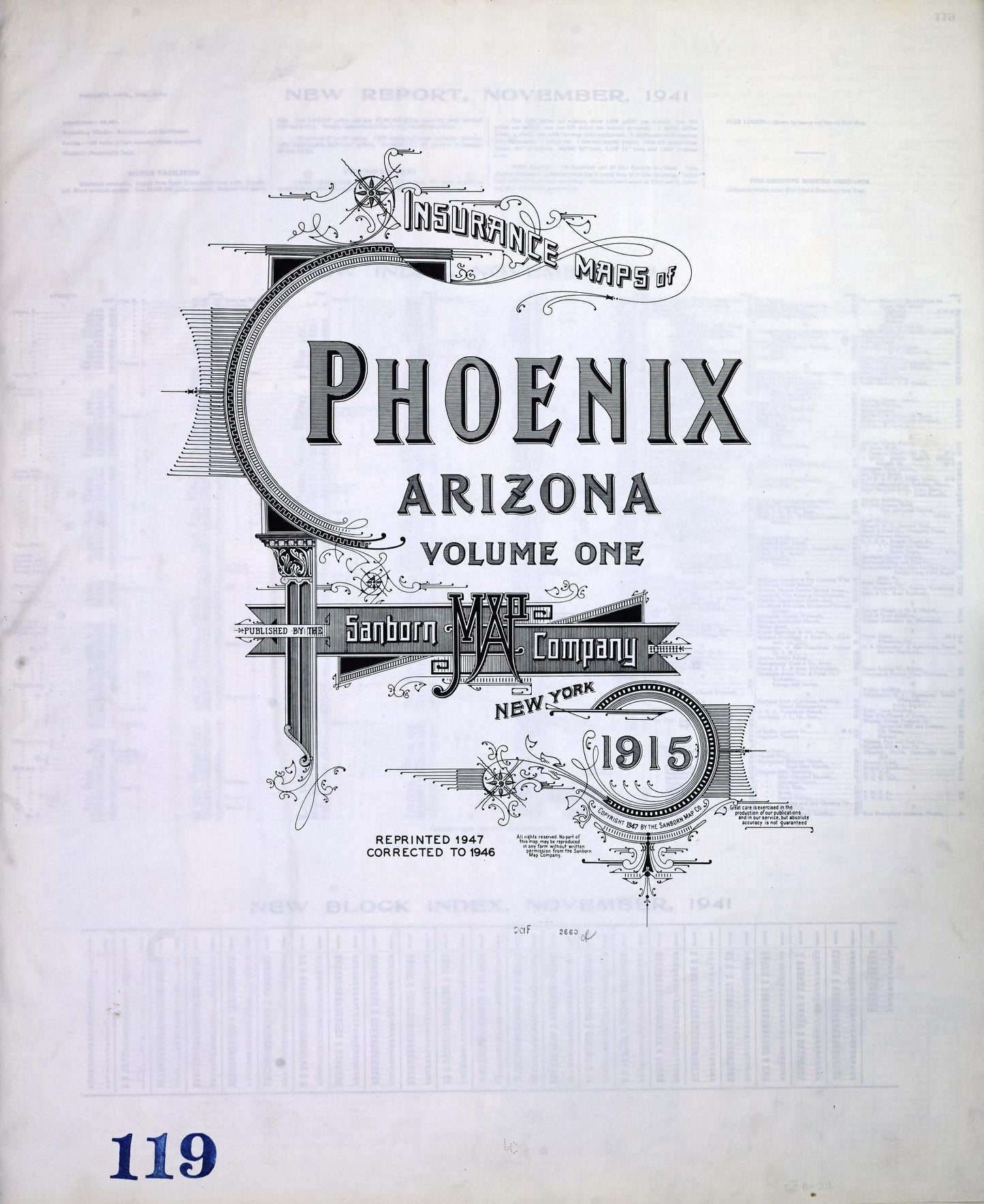 Sanborn Fire Insurance Map from Phoenix, Maricopa County, Arizona (1946), Sheet #0001 - Historic Sanborn Fire Insurance Map Print, vintage old map wall art, antique decor, genealogy gift, Arizona Arizona map