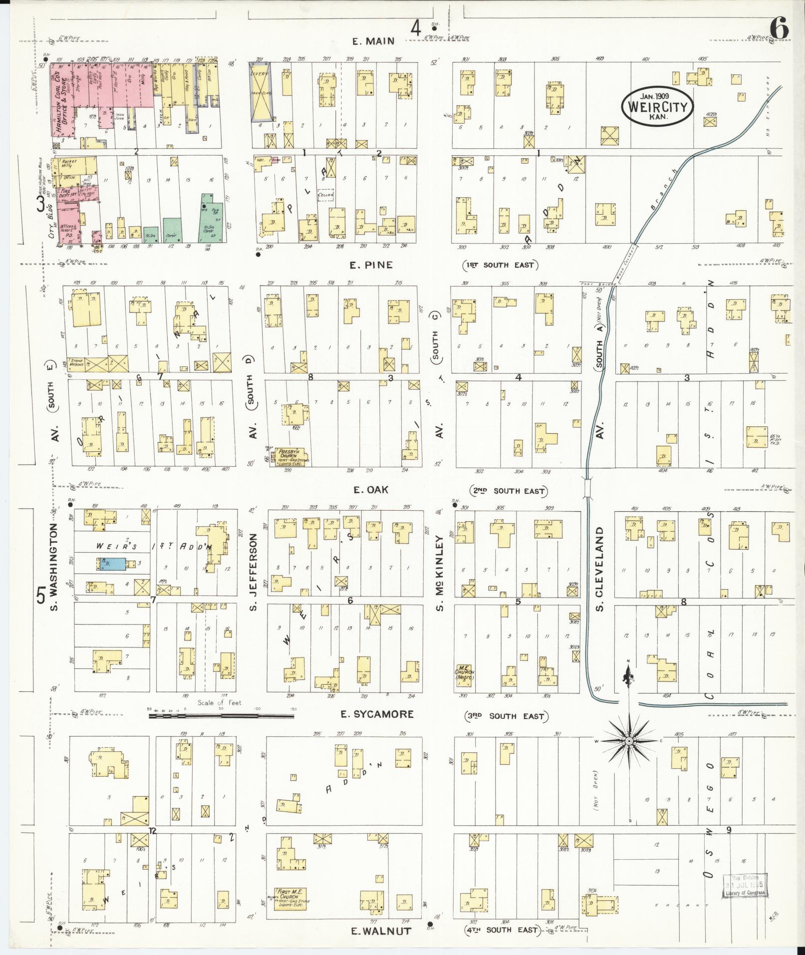 Sanborn Fire Insurance Map from Weir, Cherokee County, Kansas (1909), Sheet #0006 - Complete Map Set gallery image, historic Sanborn map, vintage wall art, Kansas Kansas