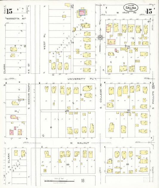 Sanborn Fire Insurance Map from Salina, Saline County, Kansas (1926), Sheet #0015 - Historic Sanborn Fire Insurance Map Print, vintage old map wall art, antique decor, genealogy gift, Kansas Kansas map