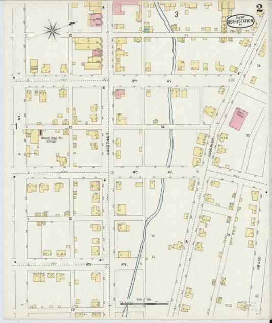Sanborn Fire Insurance Map from Derry, Westmoreland County, Pennsylvania (1897), Sheet #0002 - Historic Sanborn Fire Insurance Map Print, vintage old map wall art, antique decor, genealogy gift, Pennsylvania Pennsylvania map