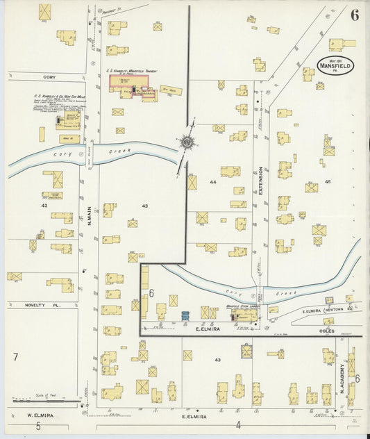 Sanborn Fire Insurance Map from Mansfield, Tioga County, Pennsylvania (1911), Sheet #0006 - Historic Sanborn Fire Insurance Map Print, vintage old map wall art, antique decor, genealogy gift, Pennsylvania Pennsylvania map