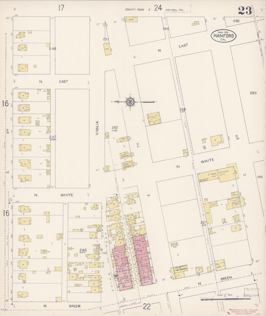 Sanborn Fire Insurance Map from Hanford, Kings County, California (1913), Sheet #0023 - Historic Sanborn Fire Insurance Map Print, vintage old map wall art, antique decor, genealogy gift, California California map