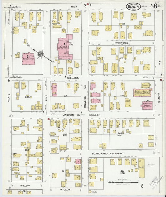 Sanborn Fire Insurance Map from Berlin, Coos County, New Hampshire (1920), Sheet #0006 - Historic Sanborn Fire Insurance Map Print, vintage old map wall art, antique decor, genealogy gift, New Hampshire New Hampshire map