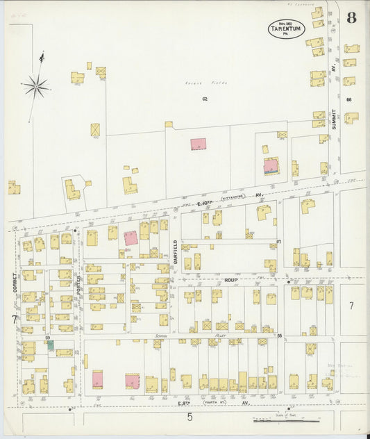 Sanborn Fire Insurance Map from Tarentum, Allegheny County, Pennsylvania (1902), Sheet #0008 - Historic Sanborn Fire Insurance Map Print, vintage old map wall art, antique decor, genealogy gift, Pennsylvania Pennsylvania map