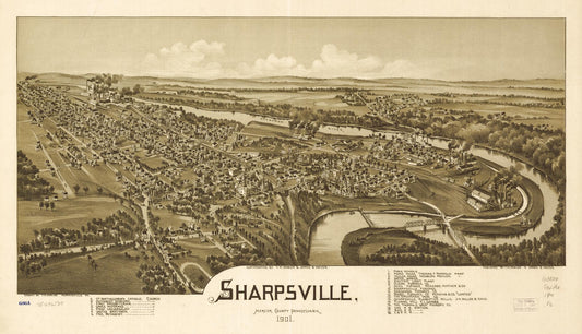 Sharpsville, Mercer County, Pennsylvania 1901. (1901) – Historic Bird’s-Eye View Panorama Print
