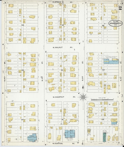 Sanborn Fire Insurance Map from Arkansas City, Cowley County, Kansas (1905), Sheet #0002 - Complete Map Set gallery image, historic Sanborn map, vintage wall art, Kansas Kansas