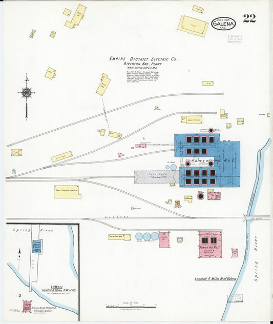 Sanborn Fire Insurance Map from Galena, Cherokee County, Kansas (1918), Sheet #0022 - Historic Sanborn Fire Insurance Map Print, vintage old map wall art, antique decor, genealogy gift, Kansas Kansas map