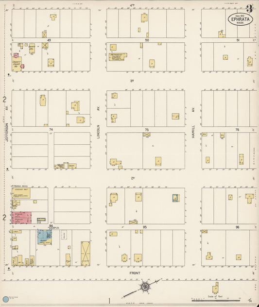 Sanborn Fire Insurance Map from Ephrata, Grant County, Washington (1912), Sheet #0003 - Historic Sanborn Fire Insurance Map Print, vintage old map wall art, antique decor, genealogy gift, Washington Washington map