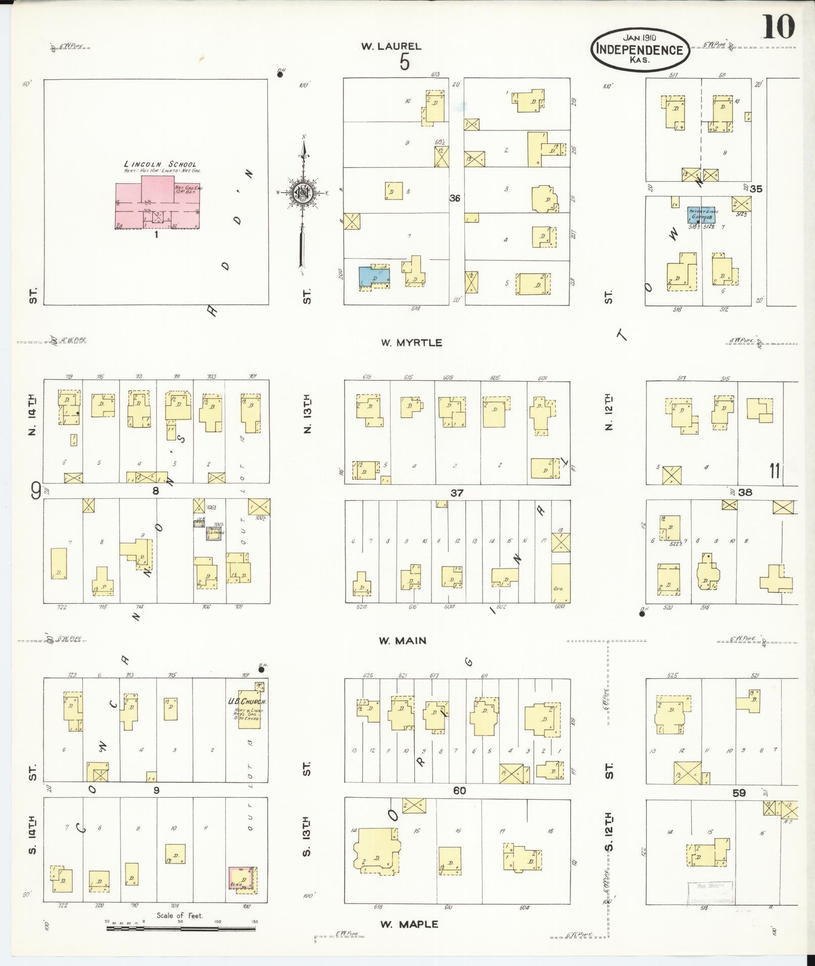 Sanborn Fire Insurance Map from Independence, Montgomery County, Kansas (1910), Sheet #0010 - Historic Sanborn Fire Insurance Map Print, vintage old map wall art, antique decor, genealogy gift, Kansas Kansas map
