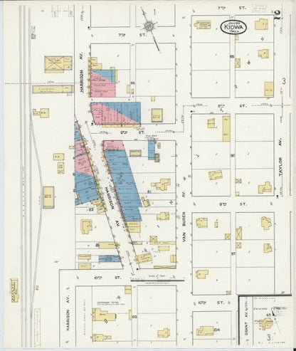 Sanborn Fire Insurance Map from Kiowa, Pittsburg County, Oklahoma (1918), Sheet #0002 - Complete Map Set gallery image, historic Sanborn map, vintage wall art, Oklahoma Oklahoma