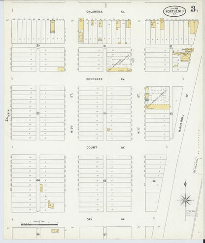 Sanborn Fire Insurance Map from North Enid, Garfield County, Oklahoma (1898), Sheet #0003 - Complete Map Set gallery image, historic Sanborn map, vintage wall art, Oklahoma Oklahoma