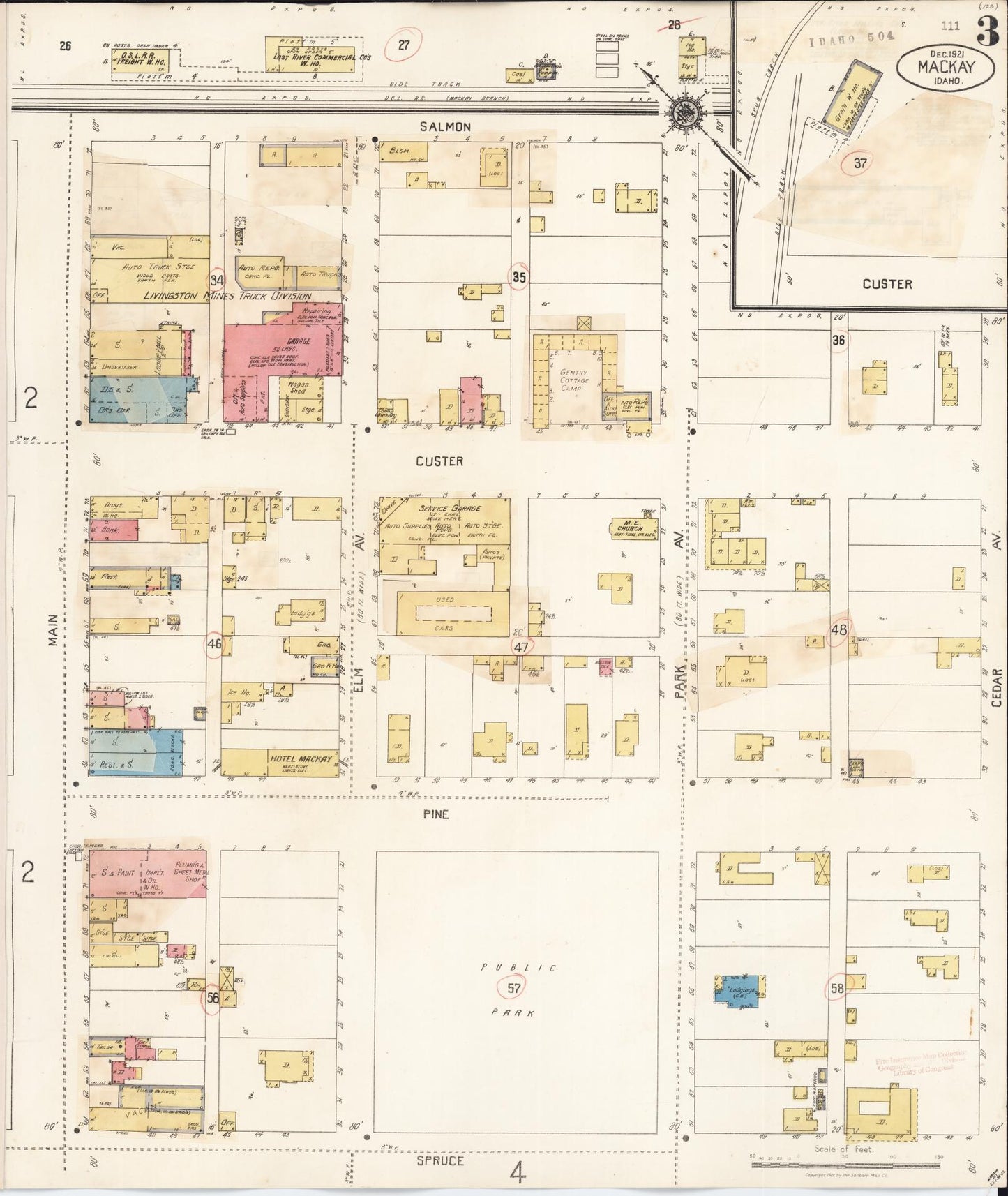 Sanborn Fire Insurance Map from Mackay, Custer County, Idaho (1931), Sheet #0003 - Complete Map Set gallery image, historic Sanborn map, vintage wall art, Idaho Idaho