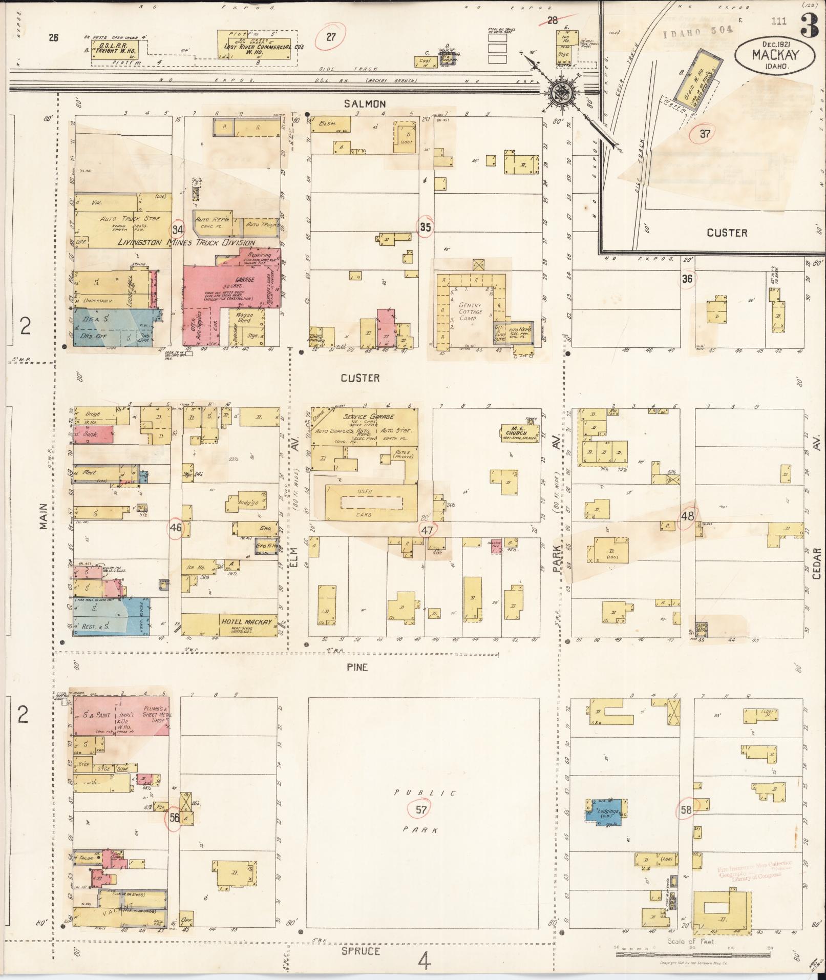 Sanborn Fire Insurance Map from Mackay, Custer County, Idaho (1931), Sheet #0003 - Complete Map Set gallery image, historic Sanborn map, vintage wall art, Idaho Idaho