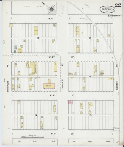 Sanborn Fire Insurance Map from Superior, Douglas County, Wisconsin (1889), Sheet #0022 - Complete Map Set gallery image, historic Sanborn map, vintage wall art, Wisconsin Wisconsin