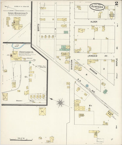Sanborn Fire Insurance Map from Sumner, Pierce County, Washington (1890), Sheet #0002 - Complete Map Set gallery image, historic Sanborn map, vintage wall art, Washington Washington
