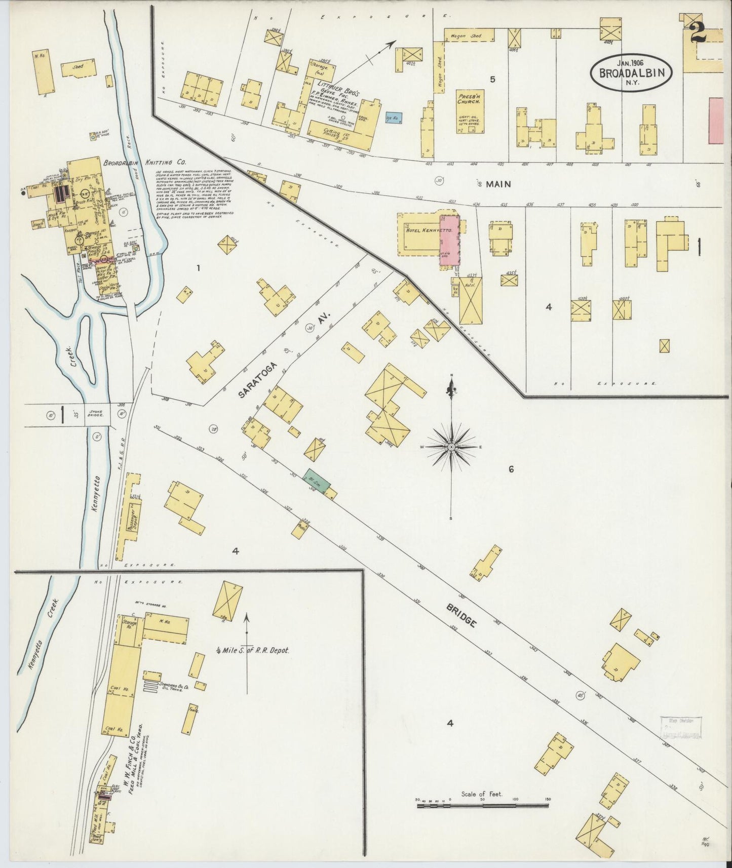 Sanborn Fire Insurance Map from Broadalbin, Fulton County, New York (1906), Sheet #0002 - Historic Sanborn Fire Insurance Map Print, vintage old map wall art, antique decor, genealogy gift, New York New York map