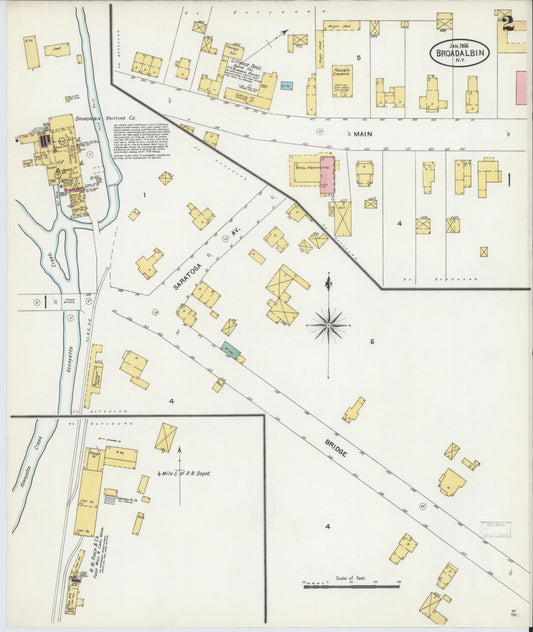 Sanborn Fire Insurance Map from Broadalbin, Fulton County, New York (1906), Sheet #0002 - Historic Sanborn Fire Insurance Map Print, vintage old map wall art, antique decor, genealogy gift, New York New York map