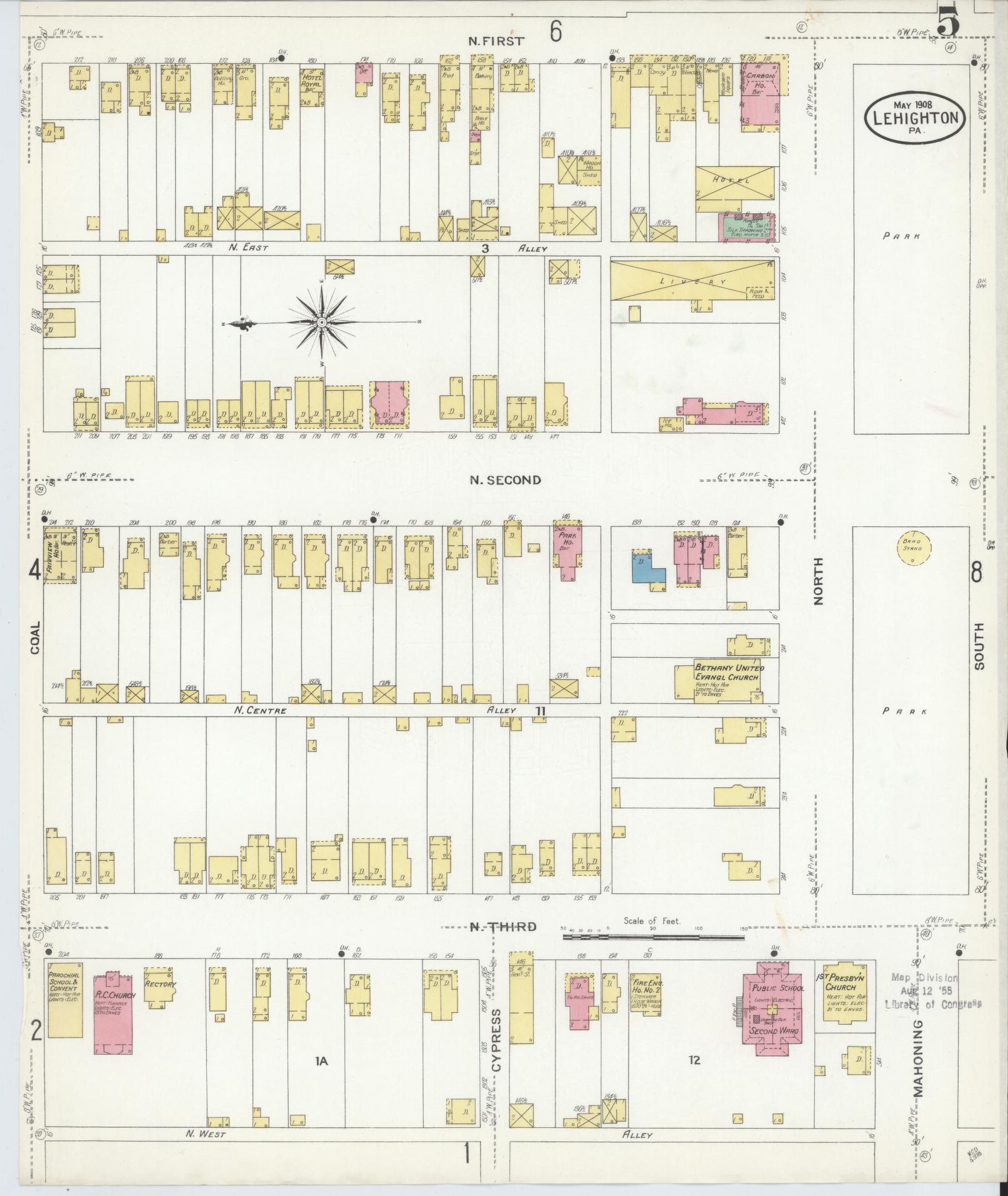 Sanborn Fire Insurance Map from Lehighton, Carbon County, Pennsylvania (1908), Sheet #0005 - Complete Map Set gallery image, historic Sanborn map, vintage wall art, Pennsylvania Pennsylvania