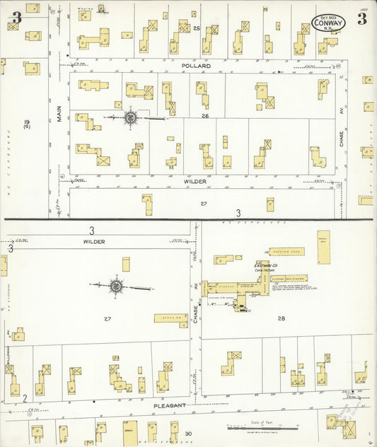 Sanborn Fire Insurance Map from Conway, Carroll County, New Hampshire (1923), Sheet #0003 - Historic Sanborn Fire Insurance Map Print, vintage old map wall art, antique decor, genealogy gift, New Hampshire New Hampshire map